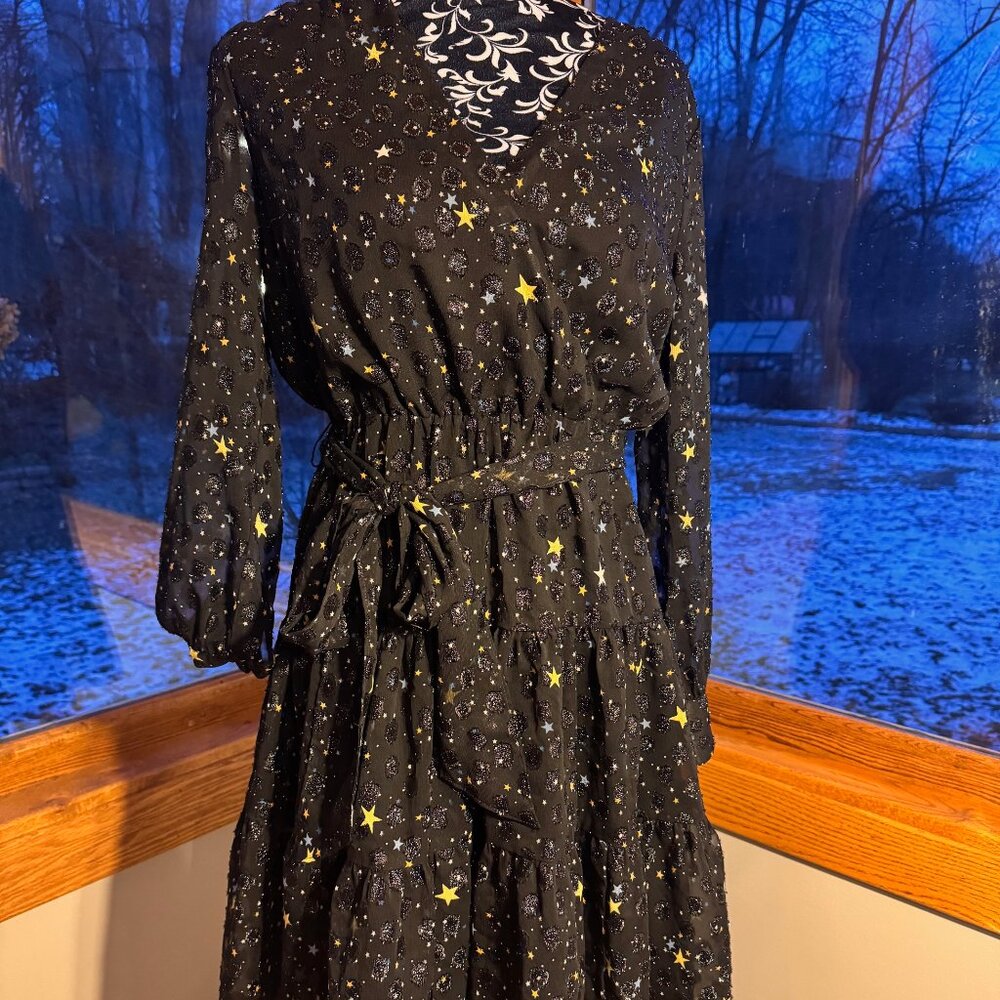 UNTUCKit Faux Wrap Night Sky Print Dress Size S EUC